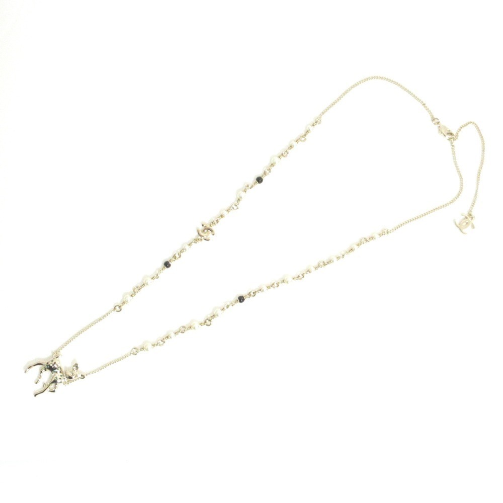 CHANEL Gold Pearl Logo Necklace - Picture 2 of 11